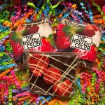 Dark Chocolate Bar with Strawberry and White Chocolate Drizzle