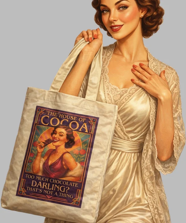 Vintage lady holding stylish Tote Bag