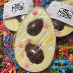 White Chocolate Egg with Milk Mini Eggs and Flowers