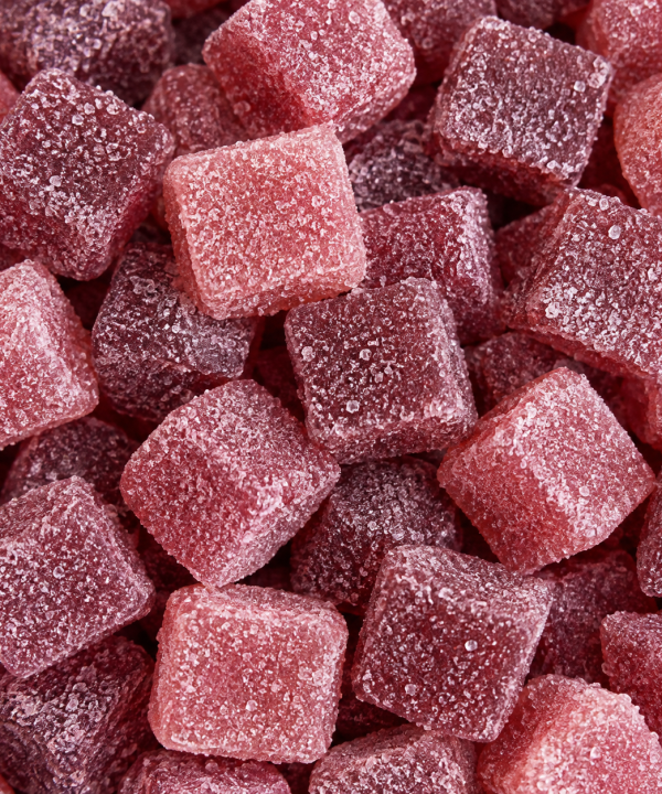 Colourful, sugary, cube-shaped sweets