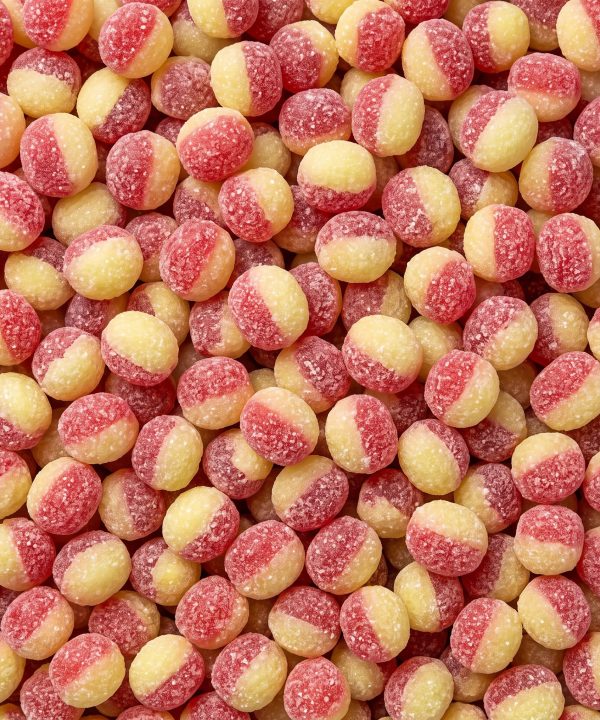 Colourful gummy sweets on white background