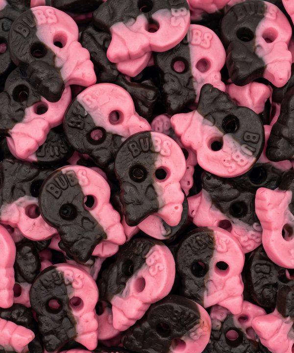 bubs raspberry liquorice skulls