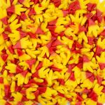 Colourful chicken feet shapes.