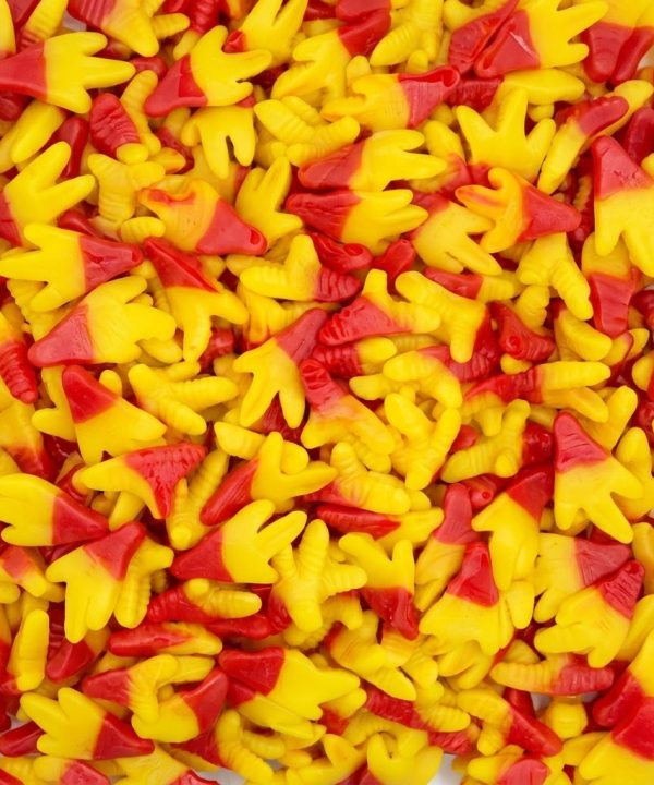 Colourful chicken feet shapes.